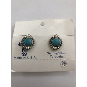 NWT Maisel Trading Sterling Silver Turquoise Screwback Earrings Southwestern 925